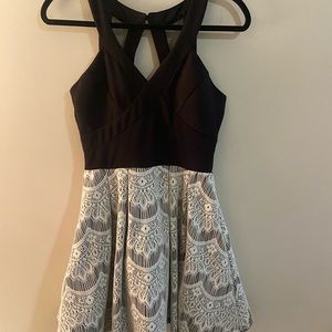 Crystal doll black and white formal short dress
